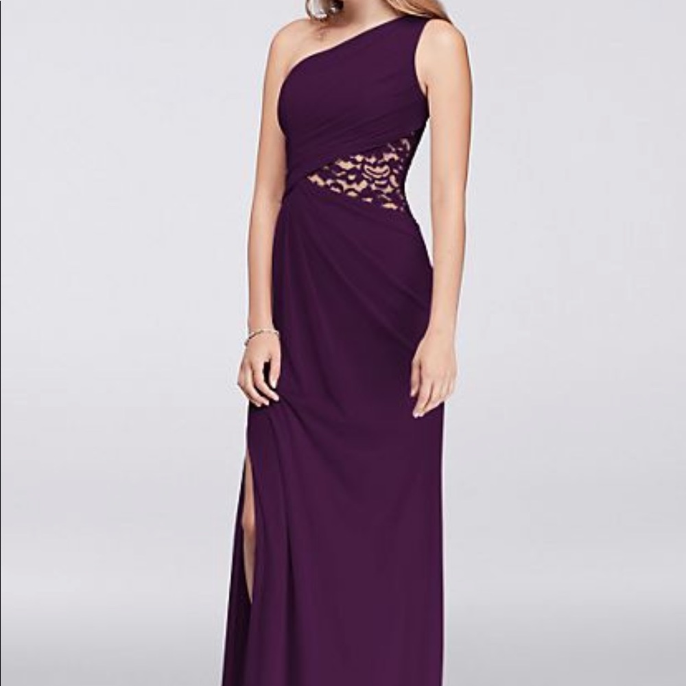 Plum David’s bridal bridesmaid dress purple